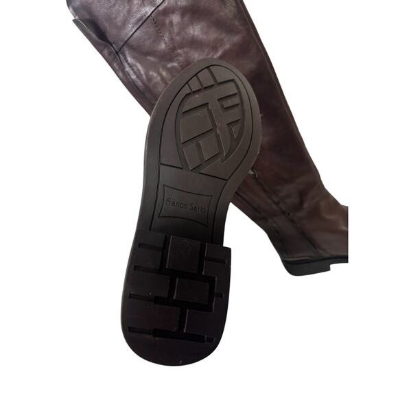 Franco Sarto Brown Leather Over The Knee Riding Boots 7.5M Wide Calf Battina - Picture 9 of 16